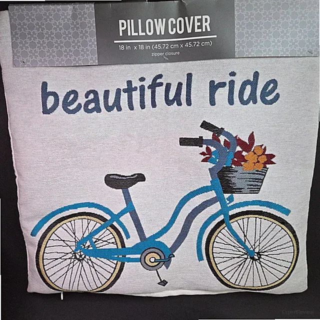 18x18" Throw PILLOW COVER Bicycle Decorative Flower Basket Zipper Closure