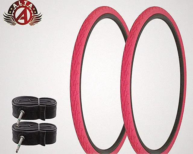 2 ALTA BICYCLE WIRE BEAD 700x38c PINK DURABLE TIRES CORDOBA SEMISLICK 60mm TUBES