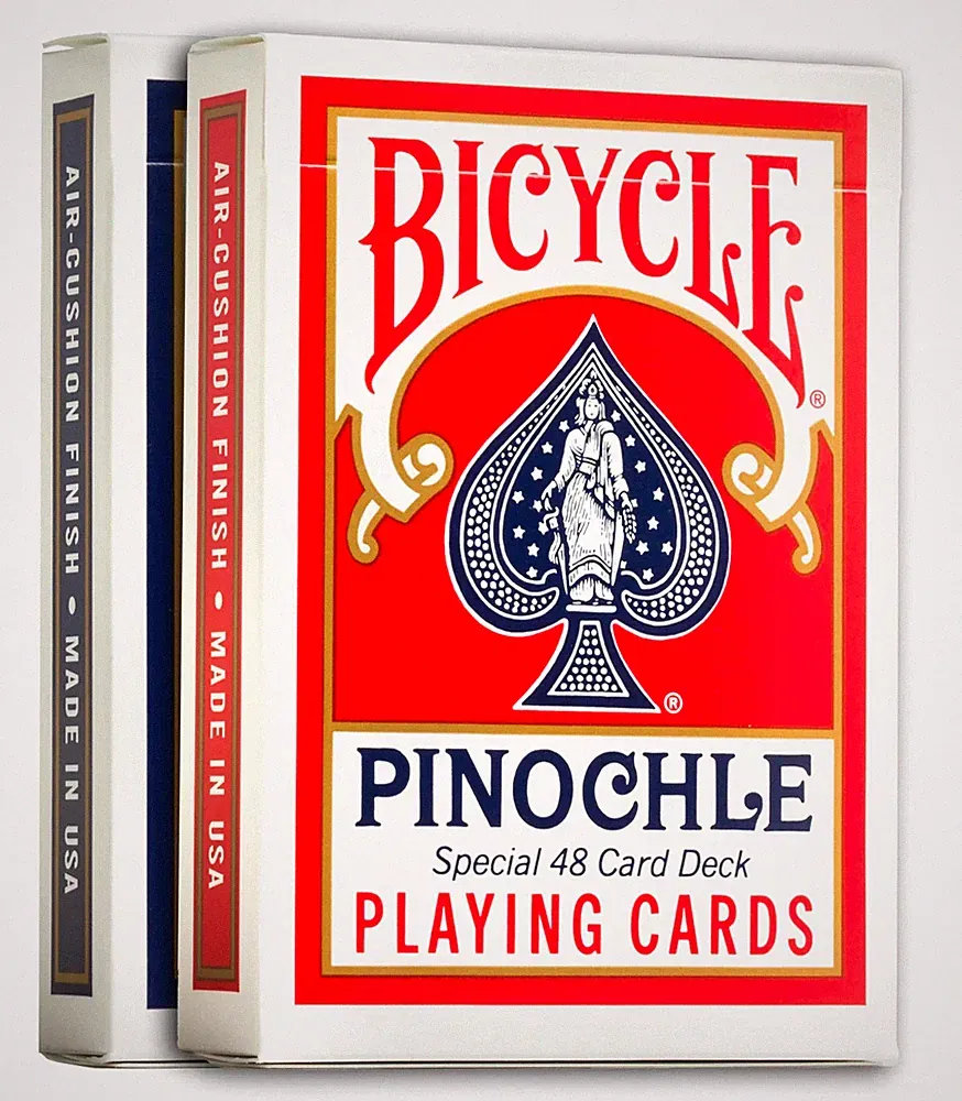 2-Pack Bicycle Pinochle Playing Cards – 48-Card Blue & Red Decks, New Sealed