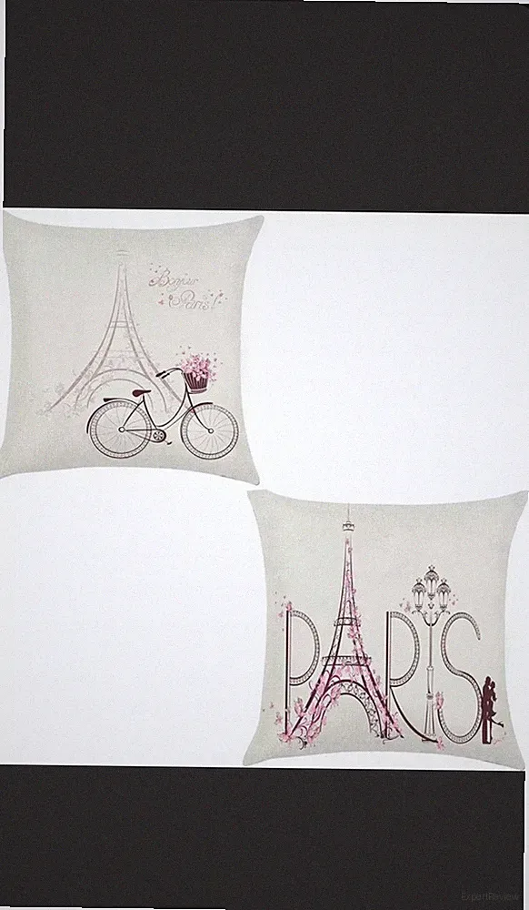 2 Pack Paris Eiffel Tower Throw Pillow Covers Cases Bicycle Pink 18 x 18"