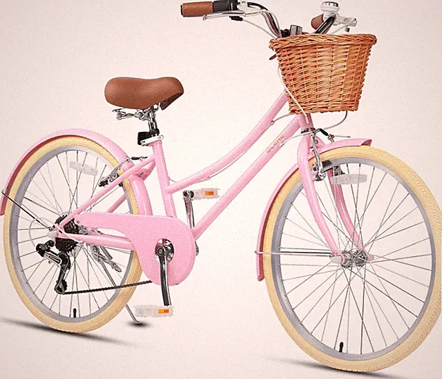 20 24 26 Inch Beach Cruiser Bike, 6-Speed Hybrid City Bicycle for Girls Youth an