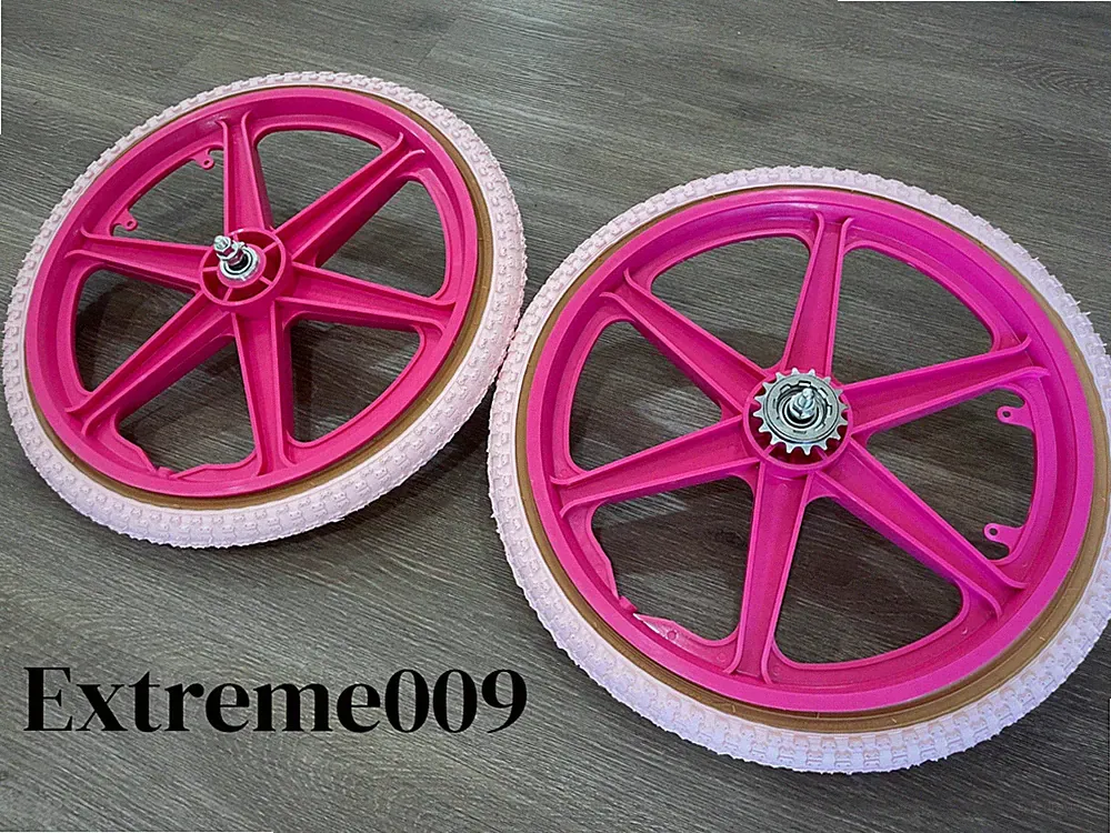 20" Bicycle Mag Wheels Set PINK BMX Bike with 20x1.75 Comp LIGHT PINK tires