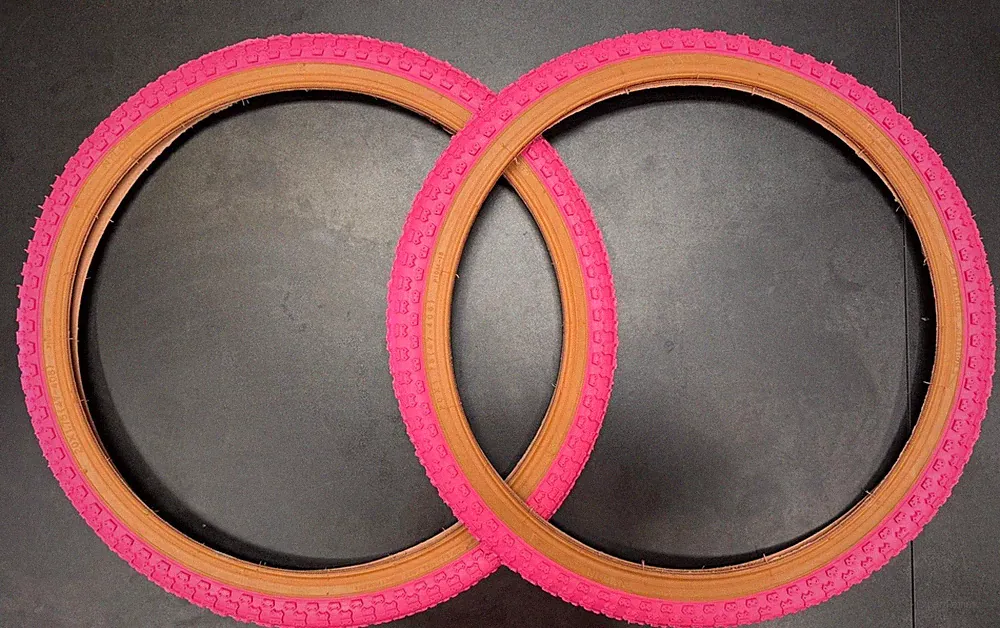 20”x 1.75 Pink/Gum Sidewall Bmx/ Bicycle Tires Set