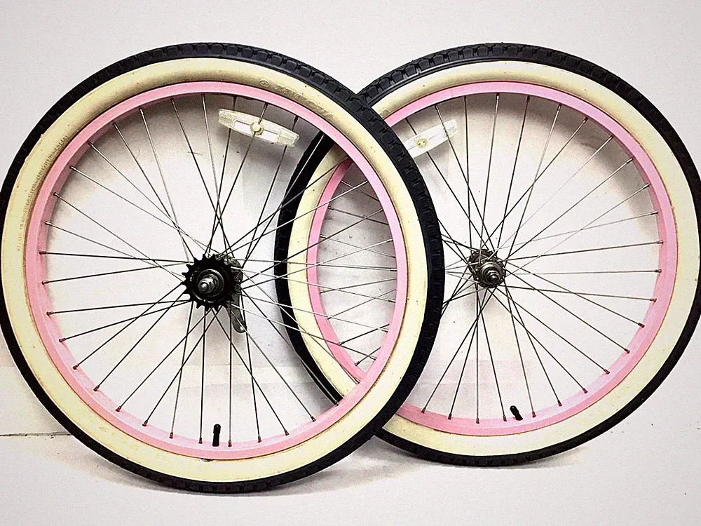 24" Bicycle Pink Wheel Set Coaster Brake 2.125" Tire Beach Cruiser Bike #H87
