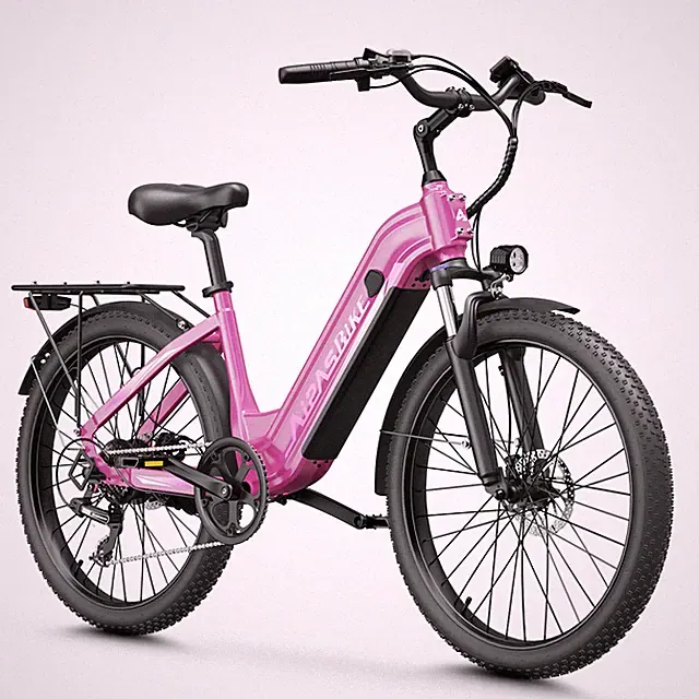 Aipas Electric Bike 1100W Peak 48V 18Ah 85 Miles 24" Fat Tire Step-Thru Ebike