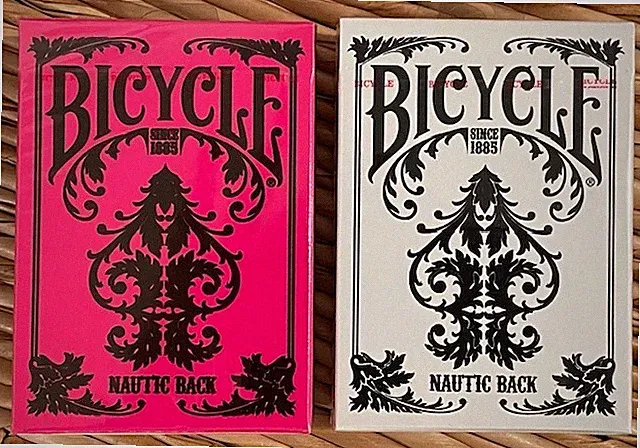 Bicycle Nautic Back (pink and white) playing cards (2 decks)