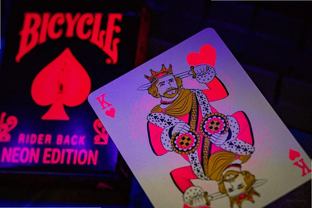 Bicycle NEON Edition Playing Cards PINK UV_GLOW Deck | By: Card-Addiction.com
