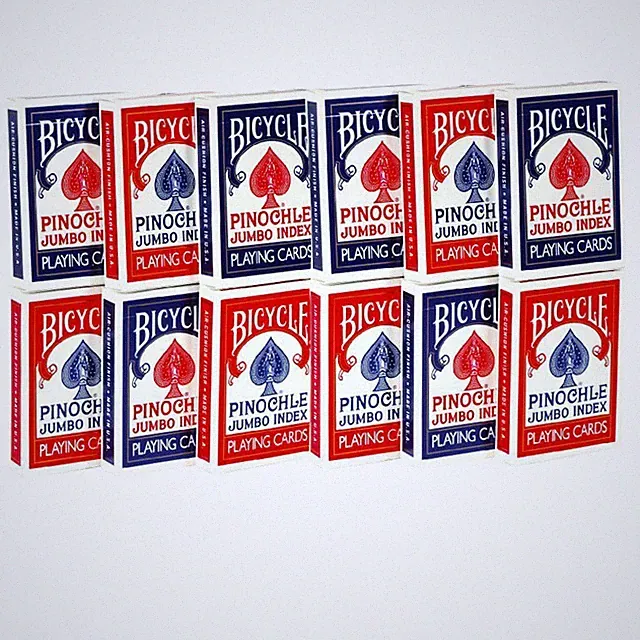 Bicycle Pinochle Jumbo Index Red/Blue Playing Cards 12 Decks