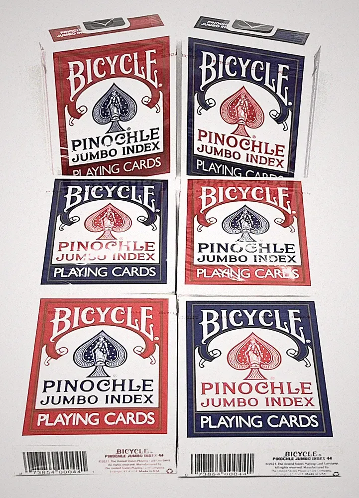 Bicycle Pinochle Jumbo Index Red/Blue Playing Cards (6 Decks)