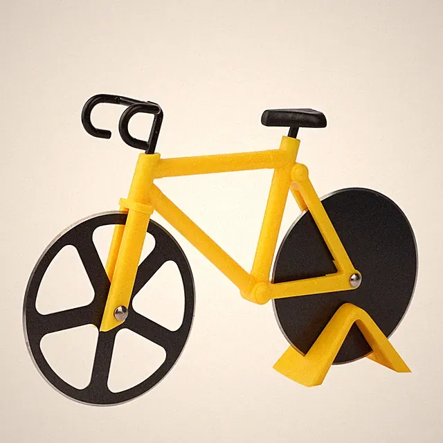 Bicycle Pizza Cutter Non-stick Dual Stainless Steel Pizza Cutter Wheels w/ Stand