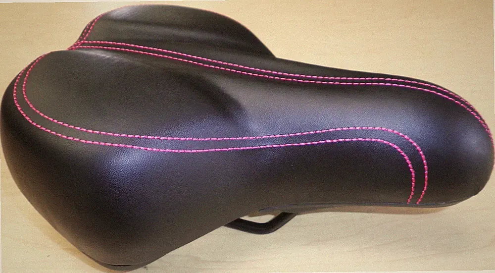 CIONLLI BLACK W/PINK STITCHING COMFORT BICYCLE SADDLE/SEAT PARTS 561-1