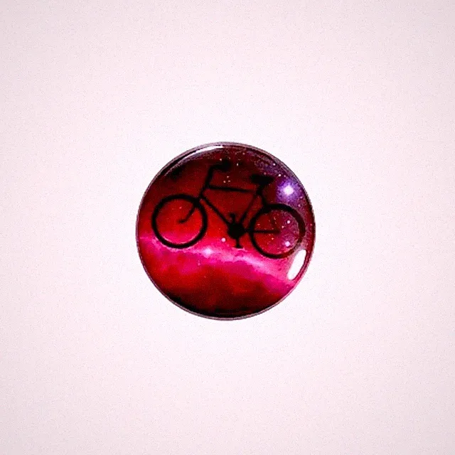 Cool Pink Bicycle in Space Pin Button Beach Cruiser Backpack Pin 1 Inch 35-3