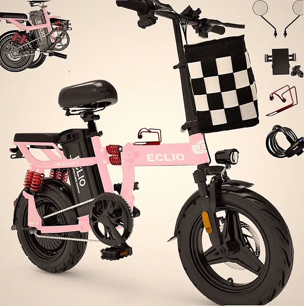 ECLIO 14" Folding Electric Bike Peak 800W City Bike 25MPH 48V 14Ah Up to 55Miles