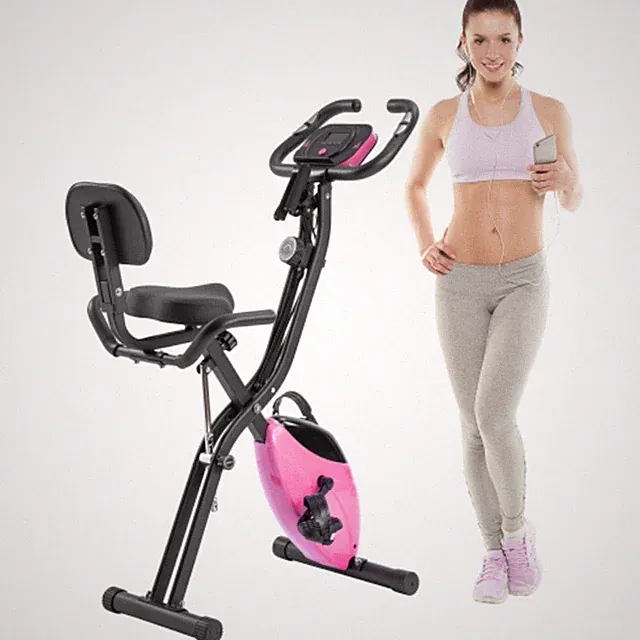 Folding X-Bike 16-Level Resistance, Upright/Recumbent, Arm Bands, Backrest