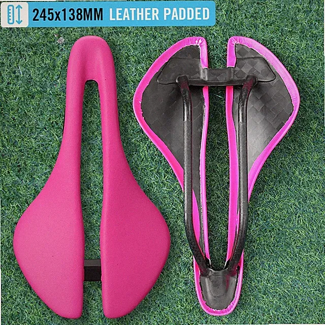 Full Carbon Bike Saddle Leather 7x9mm 128/138mm Seat for Road MTB Gravel Bicycle
