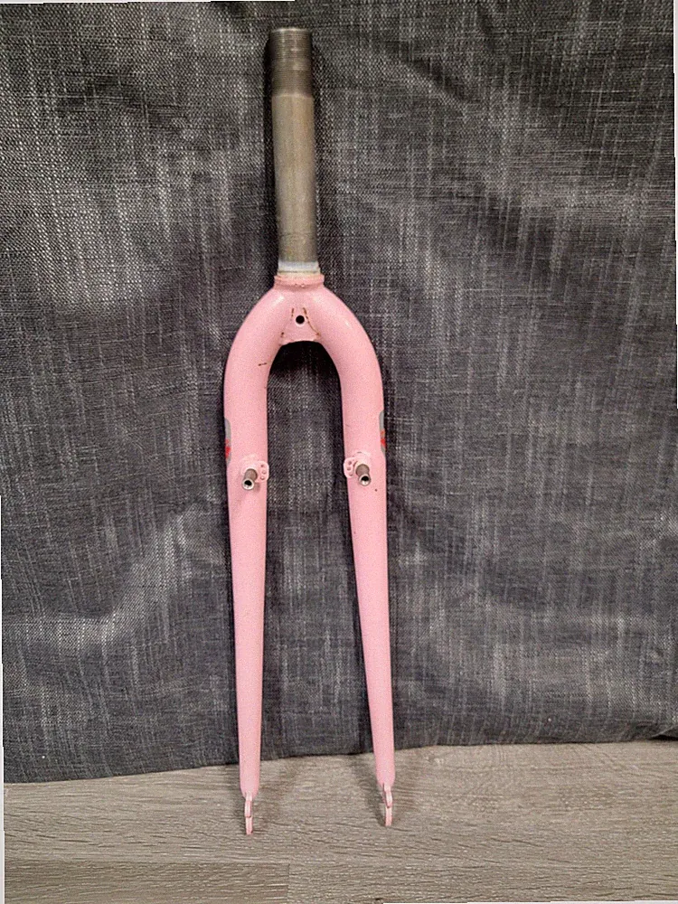 G Force Tapered Hi-Ten Steel Hybrid Bicycle Fork 700c 1" Steerer Pink V-Brake