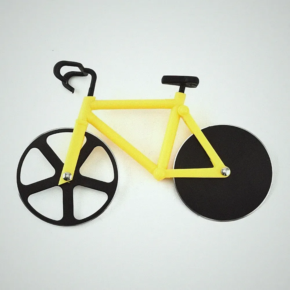 Non-stick Bicycle Pizza Cutter Dual Wheels Stainless Steel Stand Kitchen Tool
