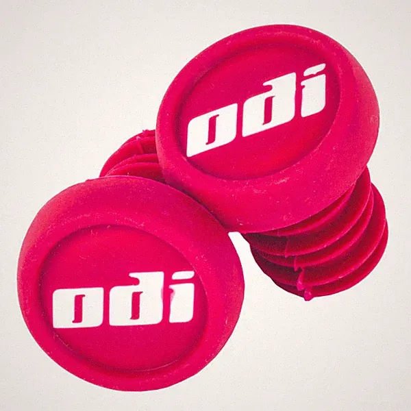 One PAIR ODI BMX bicycle nylon handlebar push-in bar ends plugs - PINK