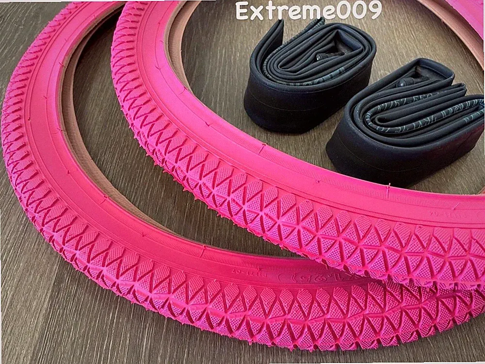 PAIR of 2 PINK 20" BMX Girl's Bicycle Tires & Tubes 20X1.75 also fits 20x1.95