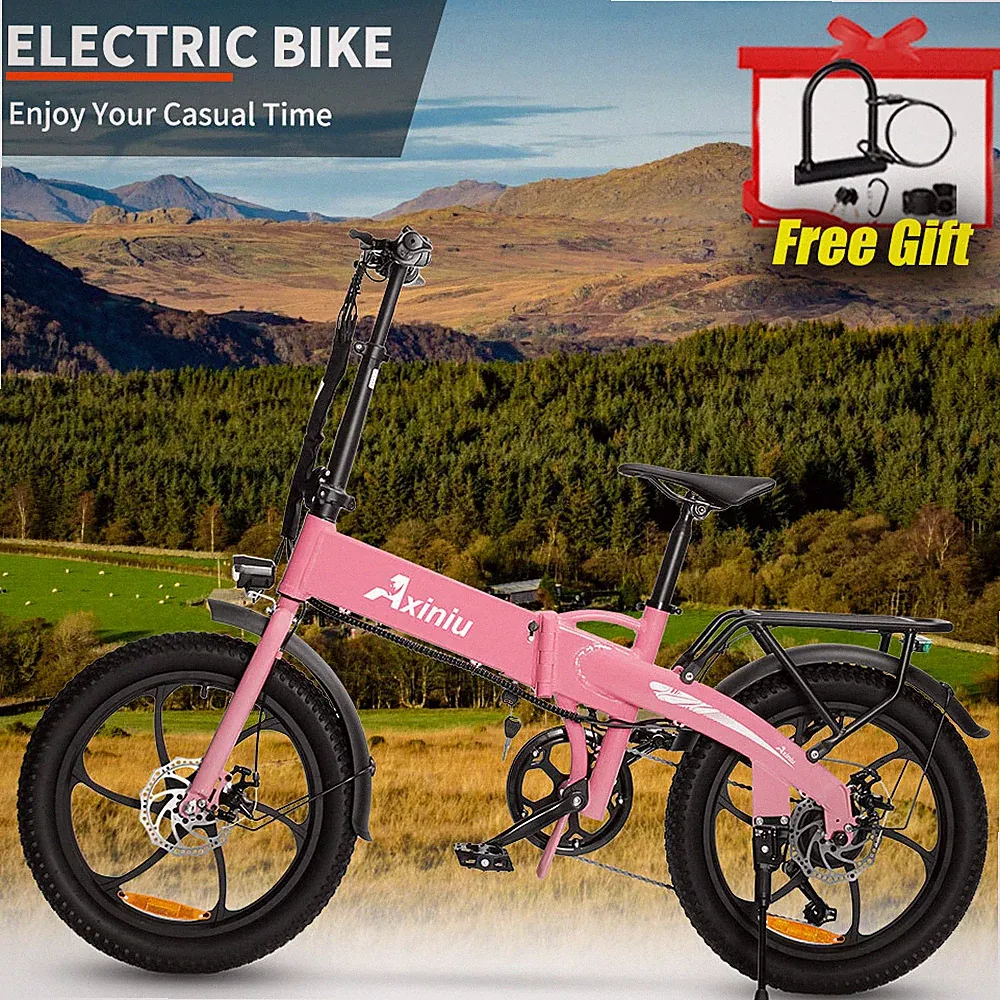Pink Folding Electric Bike Adults 850W 48V Electric Bicycle Commuter Ebike