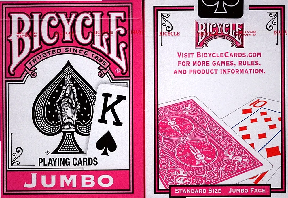 Pink Jumbo Index Bicycle Playing Cards Poker Size Deck USPCC New Sealed