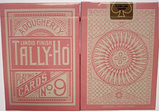 Pink REVERSE Circle Back Tally Ho Playing Cards by Bicycle Poker Dougherty 1885
