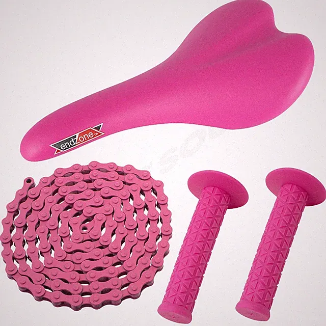 PRO+ PACKAGE DEAL: BICYCLE SEAT GRIPS CHAIN BMX ROAD FIXIE MTB BIKES PINK