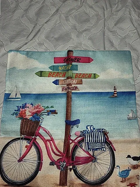 Smilyard Throw Pillow Cover (pink Bike)