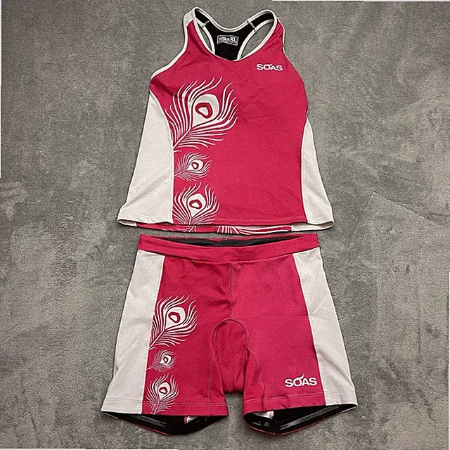 Soas Racing Triathlon Running Cycling 3 Pink Padded Shorts And Tank Top Size XL