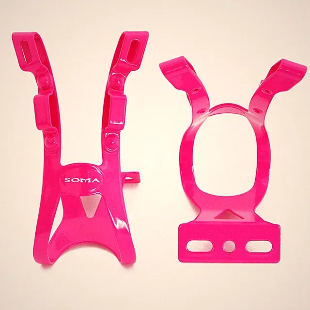 Soma Oppy XX 2-Strap Toe Clips Pink L/XL Pair Track Fixed Gear Road Bike