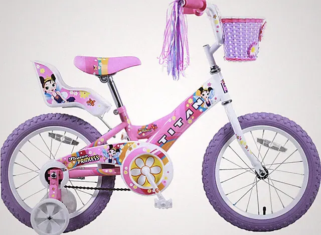 Titan Girl's Flower Princess Bike Pink 16" training wheels-NEW WITH BLEMISHES
