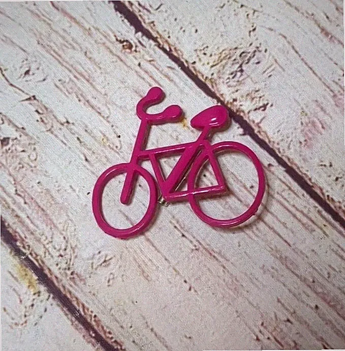 Vintage 1980s Pink Bicycle Pin Made In Taiwan