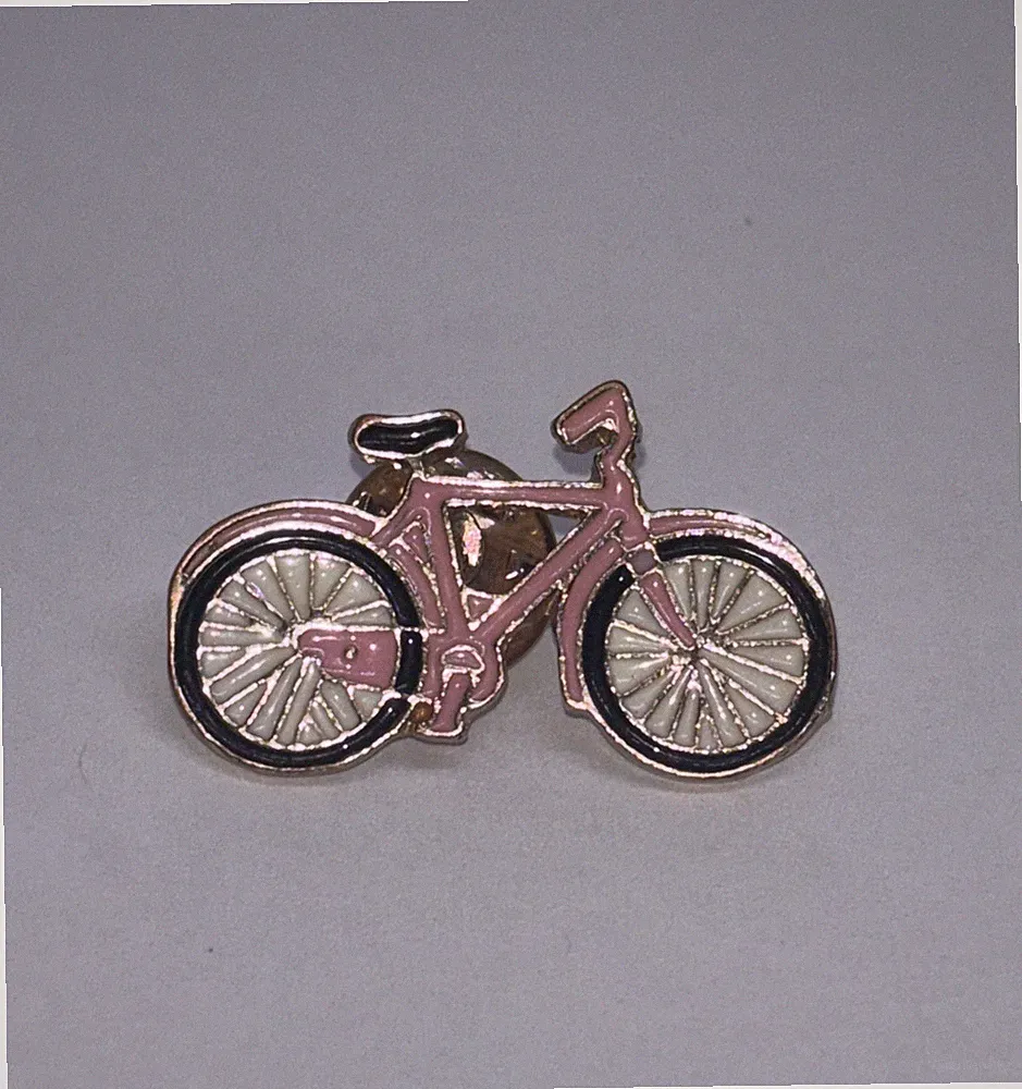 Vintage Retro Pink Bicycle Enamel Lapel Pin