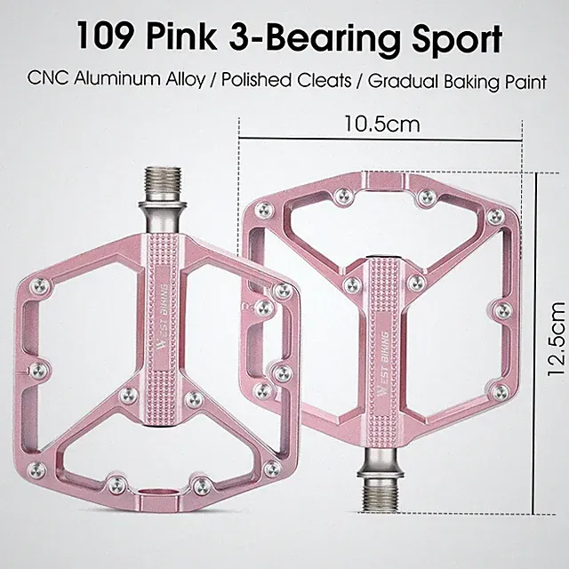 WEST BIKING Bicycle Pedals Aluminum Gradient DU 3 Bearing Wide MTB Bike Pedals