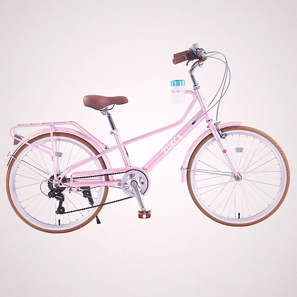 ZUKKA 24" Women Step Through City Bike 6 Speed Commuter Bicycle Pink